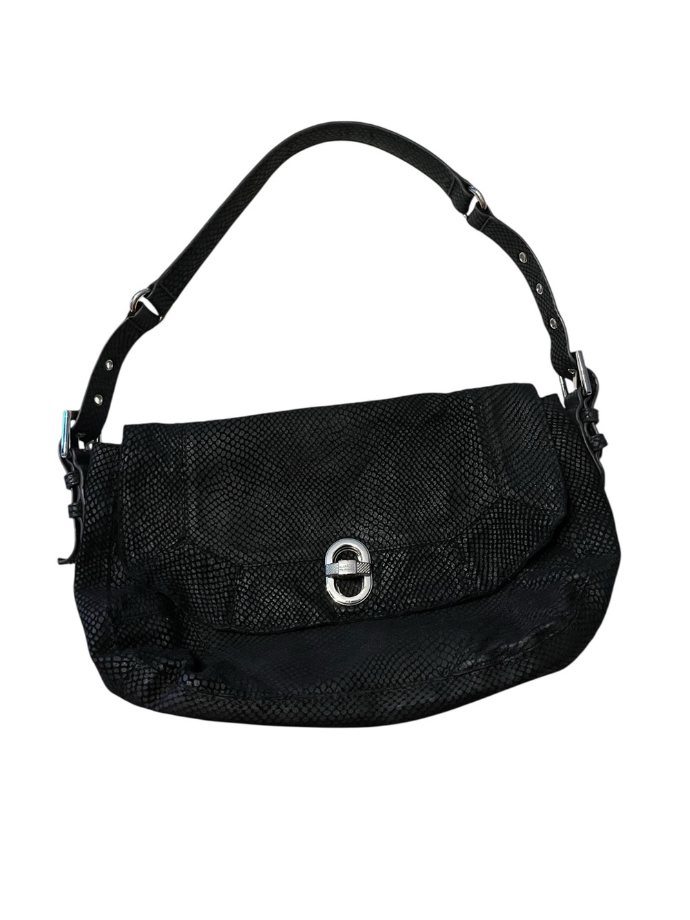 Aimee Kestenberg Rocco Lizard Embossed Shoulder Purse in Black Textured
